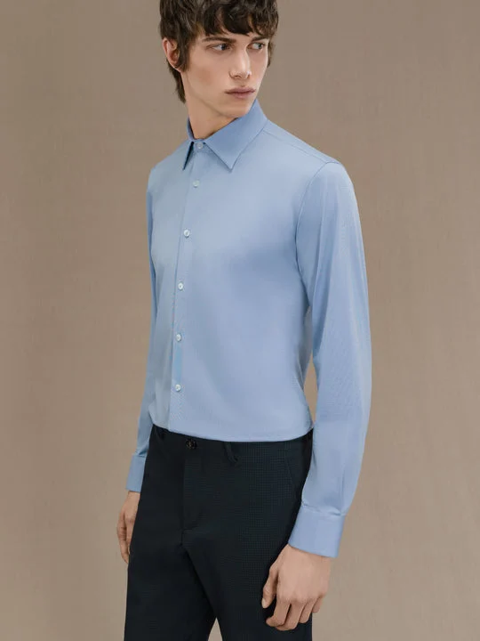 Camicia Uomo RRD Oxford Jacquard Shirt Celeste Art. W24253 V11, foto 2 di 3