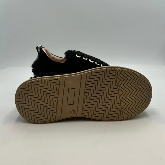 Sneakers Lorenzo Mari in Camoscio Nero, Fondo Beige art. Monica H 5cm, foto 5 di 5