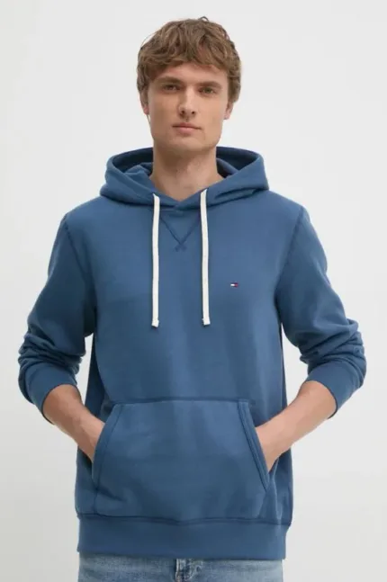 Felpa con Cappuccio Uomo Tommy Hilfiger Blu Denim in Pile art. MW0MW37230 DBZ
