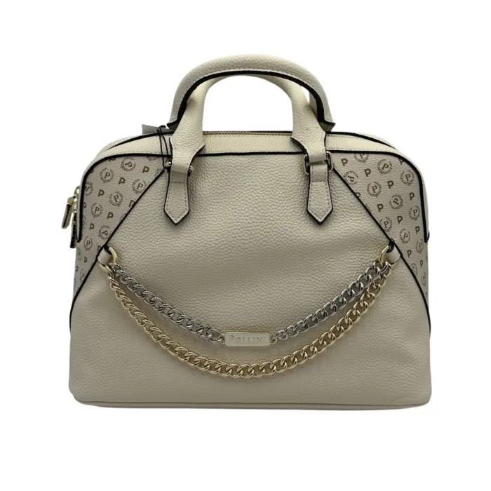Borsa A Mano Pollini In Pelle Martellata Avorio con dettagli Heritage art. SC4612PP0LSS110A, foto 1 di 4