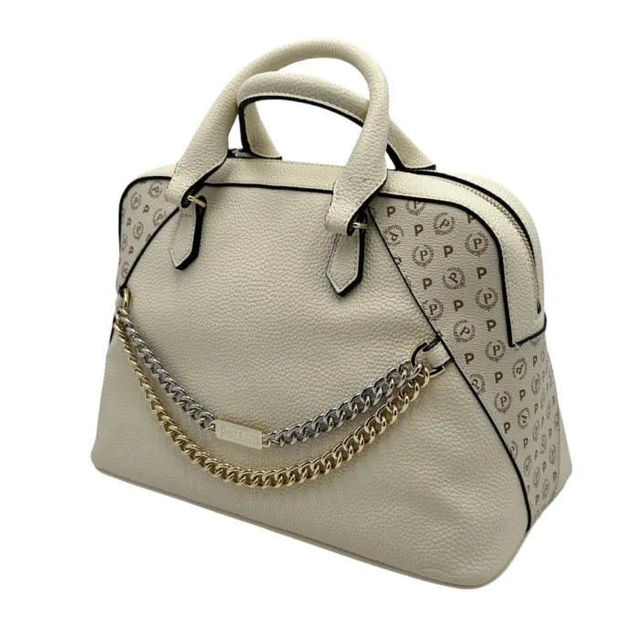 Borsa A Mano Pollini In Pelle Martellata Avorio con dettagli Heritage art. SC4612PP0LSS110A, foto 2 di 4