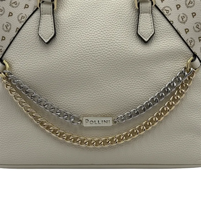 Borsa A Mano Pollini In Pelle Martellata Avorio con dettagli Heritage art. SC4612PP0LSS110A, foto 4 di 4