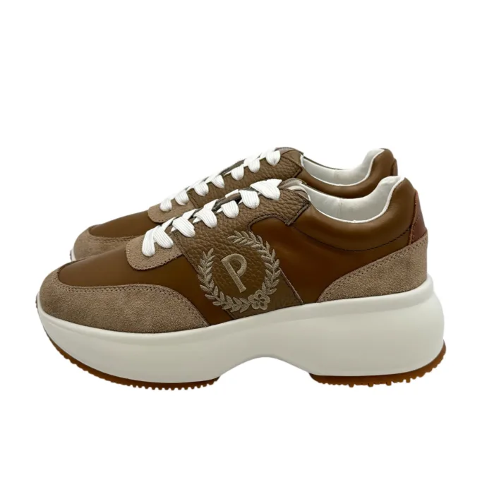 Sneaker Pollini Heritage in pelle Tortora art. SA15077G1LXE110B, foto 3 di 4