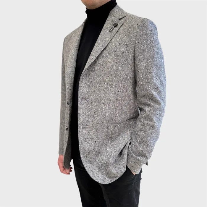 Giacca Lardini Grigia Melange Nero Art. IV528AE IVSF63502 910, foto 3 di 5