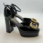 Decolletè Ninalilou in Vernice Nera Fibbia Oro Tacco 11 cm Plateau 3,5 cm art. 342580BB