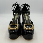 Decolletè Ninalilou in Vernice Nera Fibbia Oro Tacco 11 cm Plateau 3,5 cm art. 342580BB - immagine 2