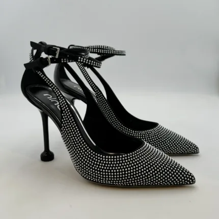 Decolletè Ninalilou in Pelle Nera e Borchie Tacco 9 cm art. 343521C9