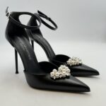 Decolletè Sergio Levantesi in Pelle Nera e Accessorio Perle Tacco 10 cm art. Luxor5