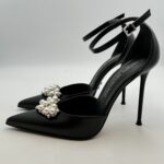 Decolletè Sergio Levantesi in Pelle Nera e Accessorio Perle Tacco 10 cm art. Luxor5 - immagine 2
