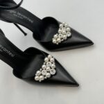Decolletè Sergio Levantesi in Pelle Nera e Accessorio Perle Tacco 10 cm art. Luxor5 - immagine 5