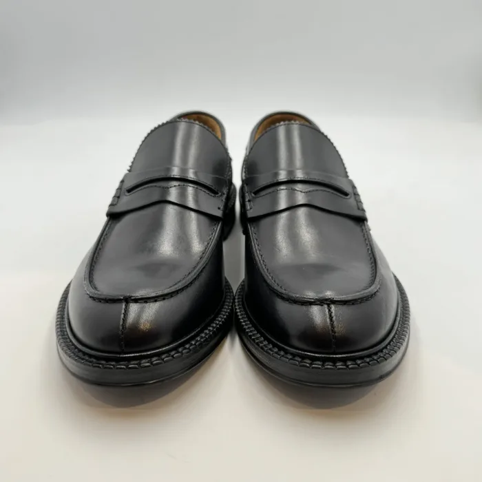Mocassino Penny Uomo Corvari In Pelle Nera Con Fondo Cuoio Antiscivolo Art. 2540, foto 2 di 4