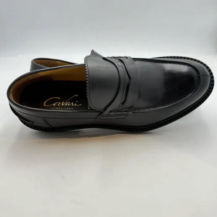 Mocassino Penny Uomo Corvari In Pelle Nera Con Fondo Cuoio Antiscivolo Art. 2540, foto 4 di 4