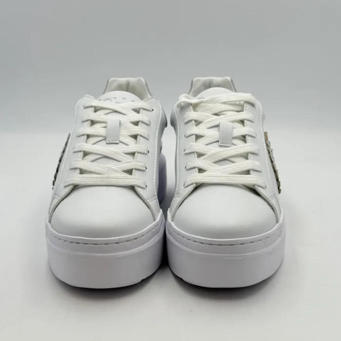 Sneakers Pollini in Nappa Bianca con inserti Specchio Argento cod. SA15184G1IXJ110A, foto 2 di 2