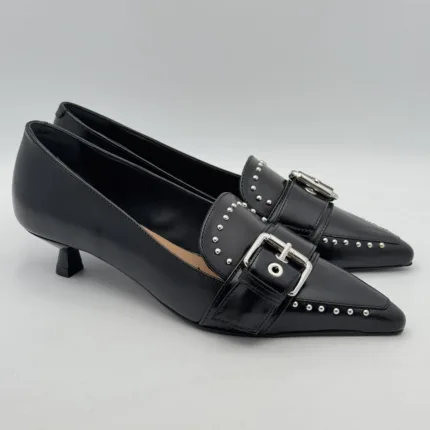 Decolletè Carmens in Pelle Nera con Fibbia e tacco 4 cm art. Demi Buckle 54163