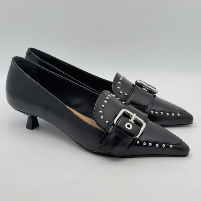 Decolletè Carmens in Pelle Nera con Fibbia e tacco 4 cm art. Demi Buckle 54163, foto 1 di 4