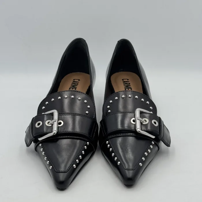 Decolletè Carmens in Pelle Nera con Fibbia e tacco 4 cm art. Demi Buckle 54163, foto 2 di 4