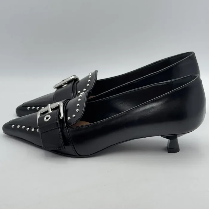 Decolletè Carmens in Pelle Nera con Fibbia e tacco 4 cm art. Demi Buckle 54163, foto 3 di 4