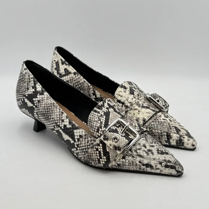 Decolletè Carmens in Pelle Pitonata con Fibbia e tacco 4 cm art. Demi Buckle 54163, foto 1 di 5