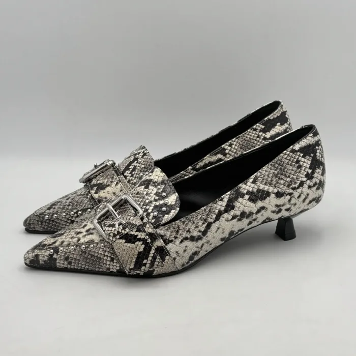 Decolletè Carmens in Pelle Pitonata con Fibbia e tacco 4 cm art. Demi Buckle 54163, foto 3 di 5
