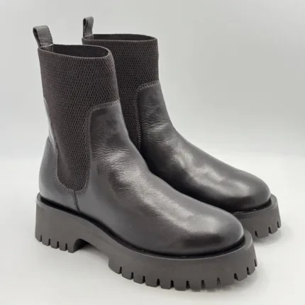 Anfibio Carmens in Pelle Martellata Testa di Moro con Elastico H 5 cm art. Kerry Beat 52119