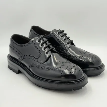 Francesina Uomo Barrett Derby In Pelle Nera Fondo Gomma Commander cod. 222U042.7