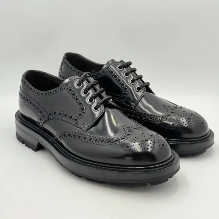 Francesina Uomo Barrett Derby In Pelle Nera Fondo Gomma Commander cod. 222U042.7, foto 1 di 4
