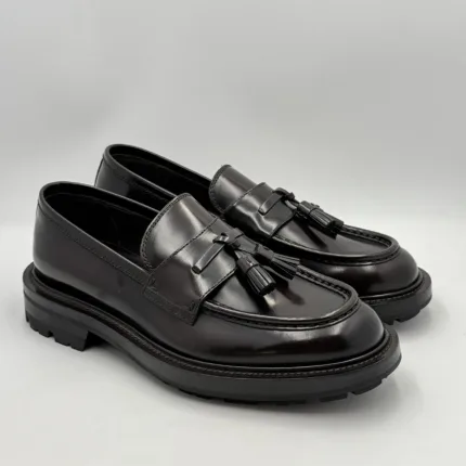 Mocassino con Nappine Uomo Barrett Derby In Pelle Testa di Moro Fondo Gomma Commander cod. 242U071.6