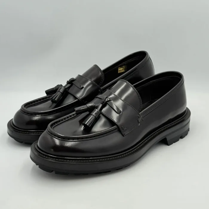 Mocassino con Nappine Uomo Barrett Derby In Pelle Testa di Moro Fondo Gomma Commander cod. 242U071.6, foto 3 di 4
