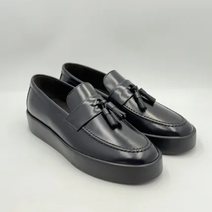 Mocassino con Nappine Uomo Blu Barrett Derby In Pelle Blu, Fondo Nero in Gomma cod. ONY-13082.7