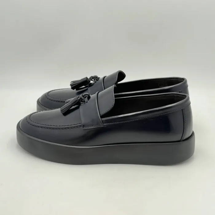 Mocassino con Nappine Uomo Blu Barrett Derby In Pelle Blu, Fondo Nero in Gomma cod. ONY-13082.7, foto 3 di 4