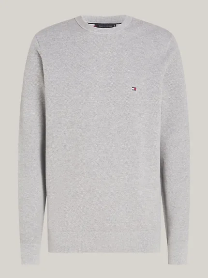 Maglione Girocollo Uomo in Cotone Tramato Grigio Tommy Hilfiger art. MW0MW36347 P01
