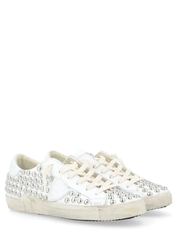 Sneakers Donna Philippe Model Paris Prsx In Pelle Bianca con Borchie art. PRLD SVV2, foto 2 di 5