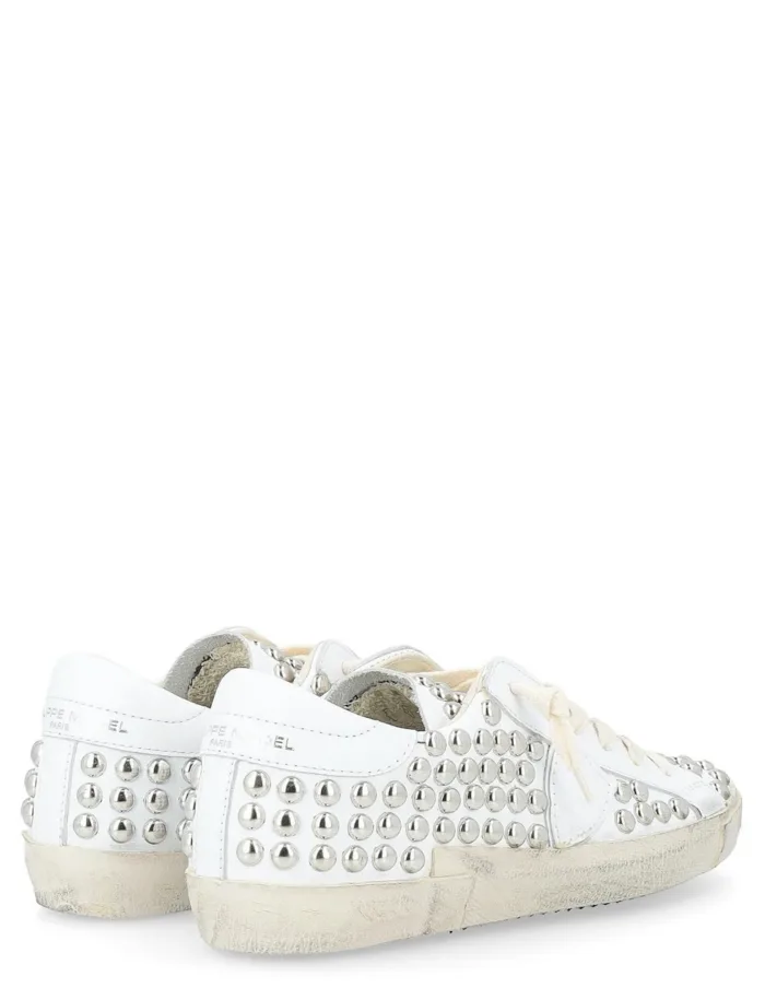 Sneakers Donna Philippe Model Paris Prsx In Pelle Bianca con Borchie art. PRLD SVV2, foto 3 di 5