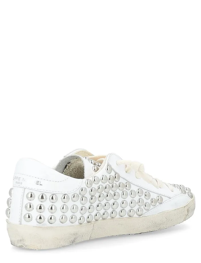 Sneakers Donna Philippe Model Paris Prsx In Pelle Bianca con Borchie art. PRLD SVV2, foto 5 di 5