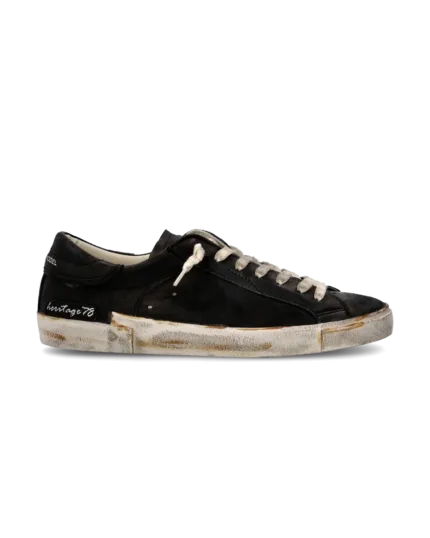 Sneakers Uomo Philippe Model Paris Prsx In Pelle Nera Vintage cod. PRLU HE02