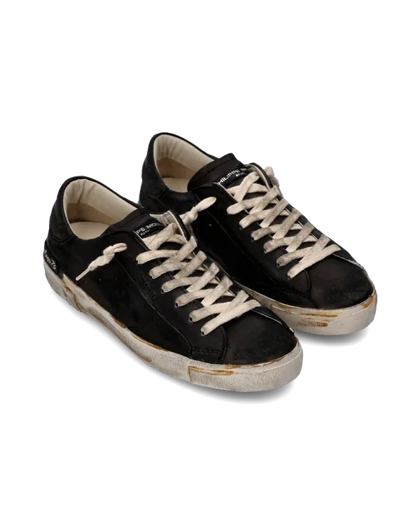 Sneakers Uomo Philippe Model Paris Prsx In Pelle Nera Vintage cod. PRLU HE02, foto 2 di 6