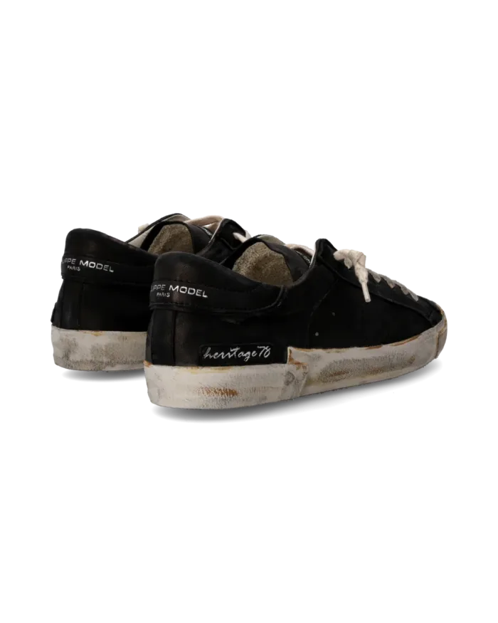 Sneakers Uomo Philippe Model Paris Prsx In Pelle Nera Vintage cod. PRLU HE02, foto 6 di 6