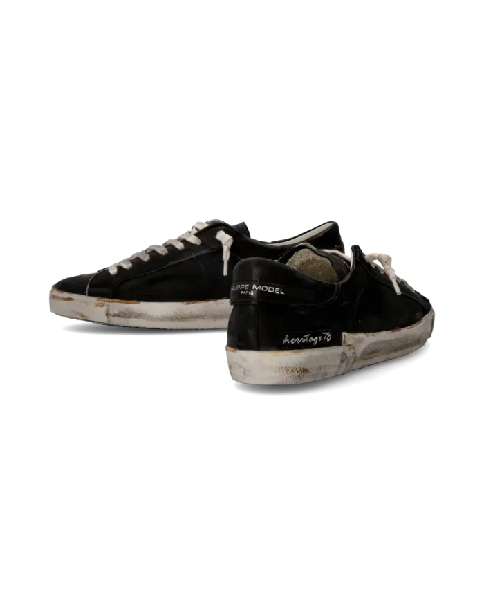 Sneakers Uomo Philippe Model Paris Prsx In Pelle Nera Vintage cod. PRLU HE02, foto 3 di 6