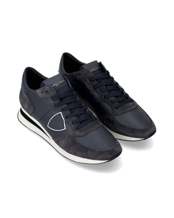 Sneaker Philippe Model TRPX LOW in pelle e camoscio Blu TZLU 6005, foto 2 di 6
