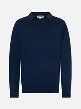 Maglione Polo Skipper Senza Bottoni Mc2 Saint Barth Blu art. Covent Blend Ws 61 Blue Navy