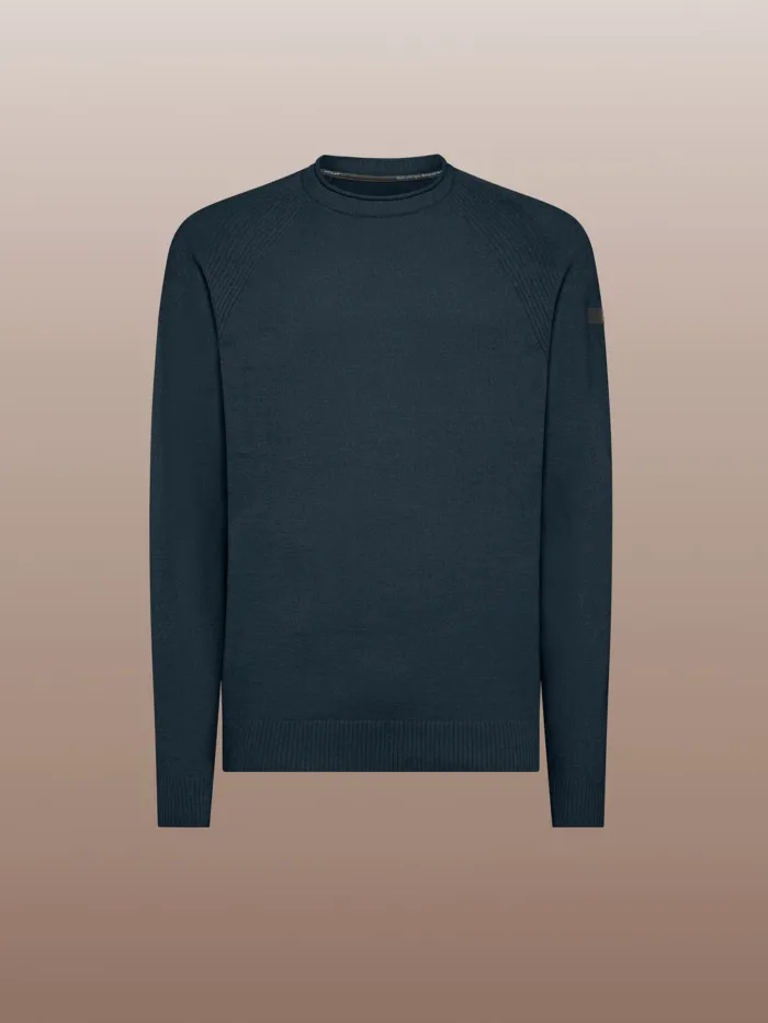 Maglione Girocollo Uomo RRD Blu Melange Velvet Rount Knit Art. W24132 COL 62, foto 1 di 1