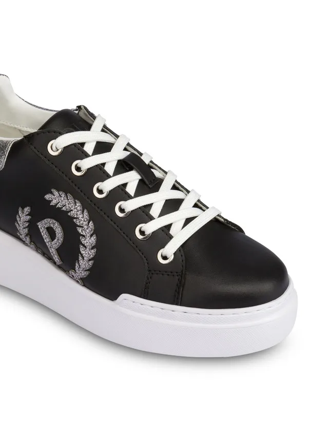Sneakers Donna Pollini in Nappa Nera e Argento, con inserti Glitter art. SA15184G1LXC200A, foto 3 di 3
