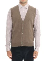 Gilet Con Bottoni Filippo De Laurentiis in Misto Lana Cashmere Beige Art. CB1SM WC12R 080
