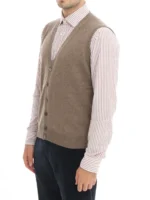 Gilet Con Bottoni Filippo De Laurentiis in Misto Lana Cashmere Beige Art. CB1SM WC12R 080 - immagine 2