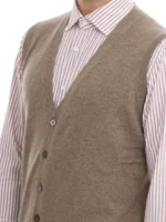 Gilet Con Bottoni Filippo De Laurentiis in Misto Lana Cashmere Beige Art. CB1SM WC12R 080 - immagine 4