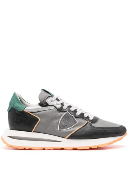Sneakers Uomo Philippe Model Tropez Haute In Pelle Nera e Grigia con dettagli Arancio art. TKLU WNV5