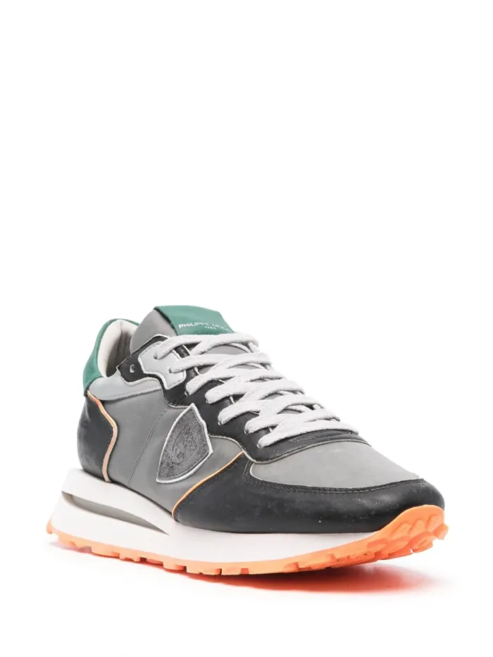 Sneakers Uomo Philippe Model Tropez Haute In Pelle Nera e Grigia con dettagli Arancio art. TKLU WNV5, foto 2 di 3