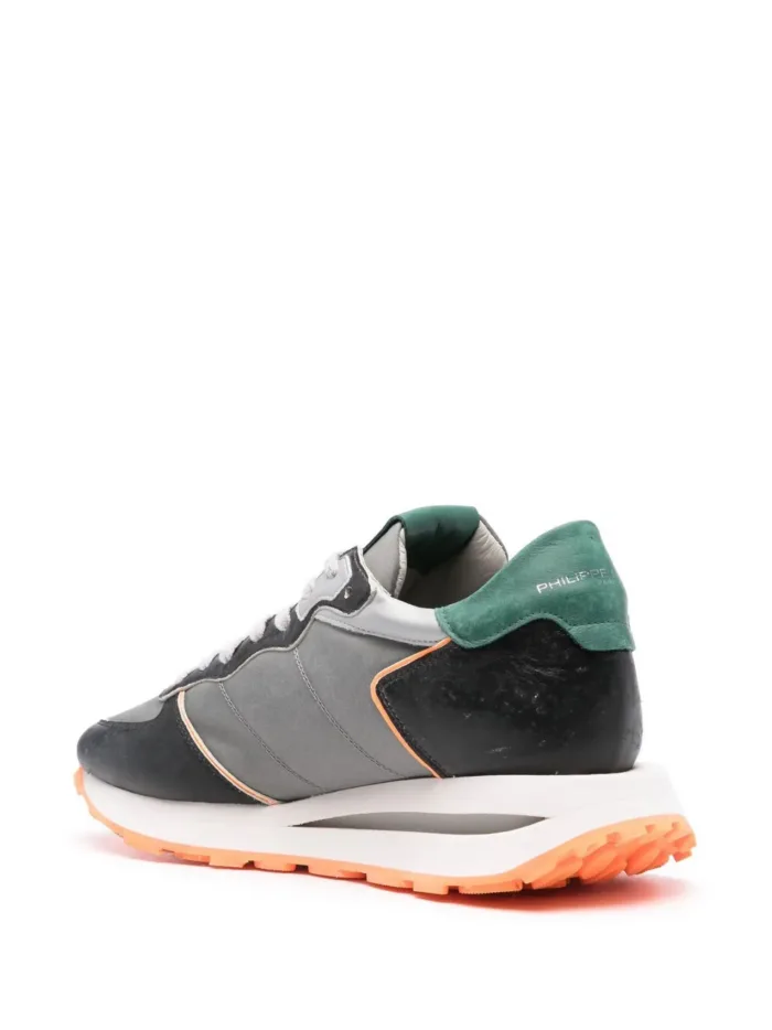 Sneakers Uomo Philippe Model Tropez Haute In Pelle Nera e Grigia con dettagli Arancio art. TKLU WNV5, foto 3 di 3