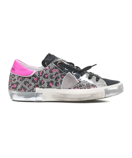 Sneakers Donna Philippe Model Paris Prsx In Camoscio Nero Lavagna con Strass art. PRLD DML2