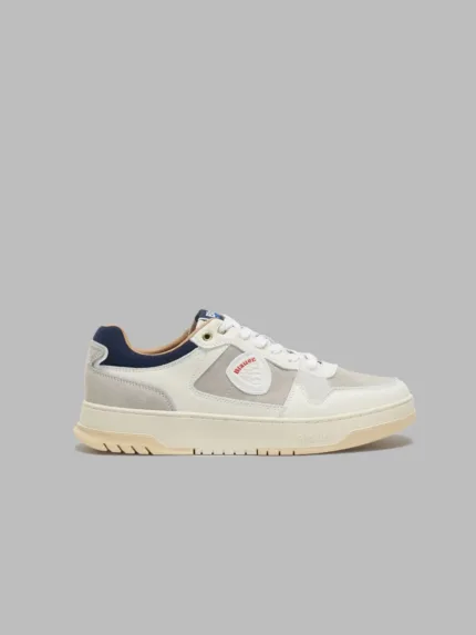 Sneaker Uomo Blauer in Pelle Avorio e Dettagli Blu art. F4HARPER09/LES